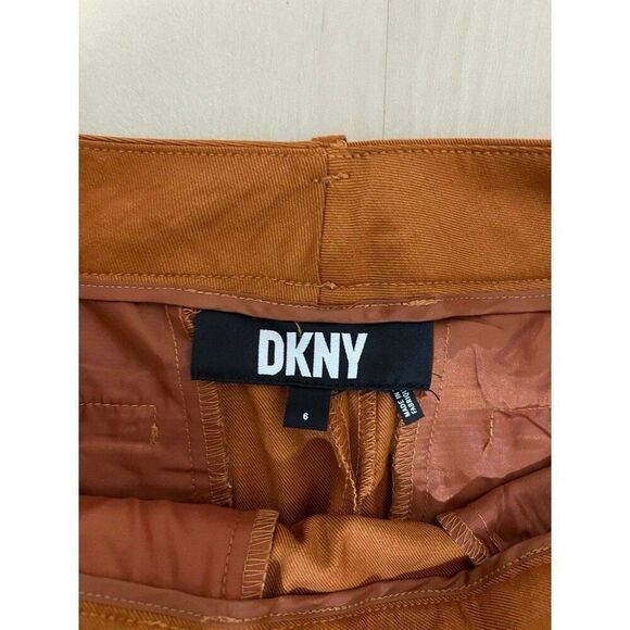 DKNY NWT Women Orange Flat Front Poly Rayon Trouser Pants Size 6 Small Fall Chic - Picture 4 of 12